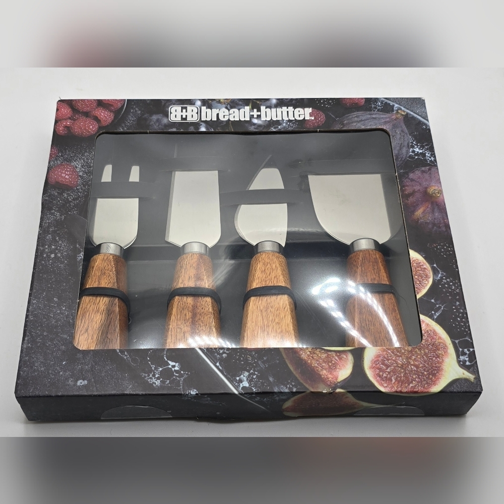 NIB Cheese Knife Set with Wooden Handles